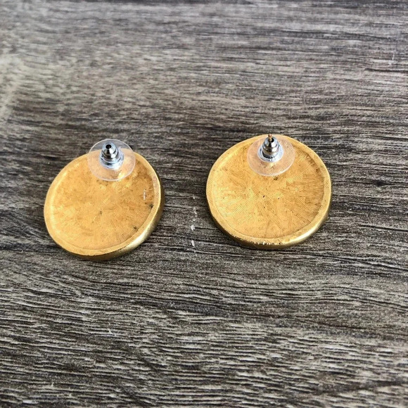 Vtg Goldtone Double Lions Heads Earrings - Picture 8 of 8